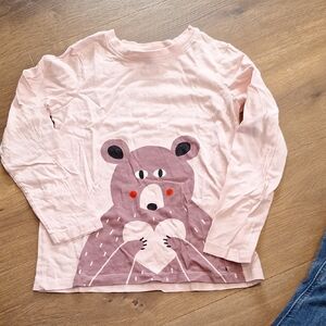 Hanna Andersson Pink Bear Long Sleeve Tee